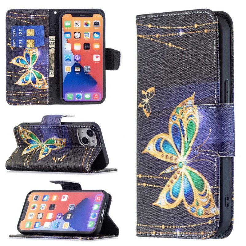 Folio-hoesje voor iPhone 15 Kostbare Vlinders