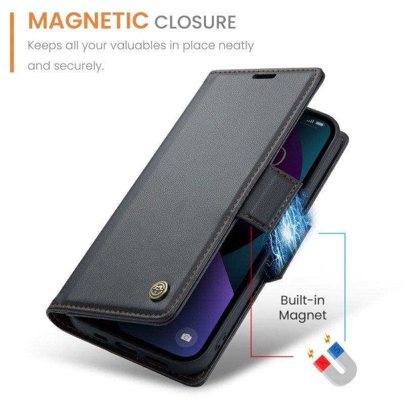 Folio-hoesje voor iPhone 15 Plus Caseme Lederen Stijl