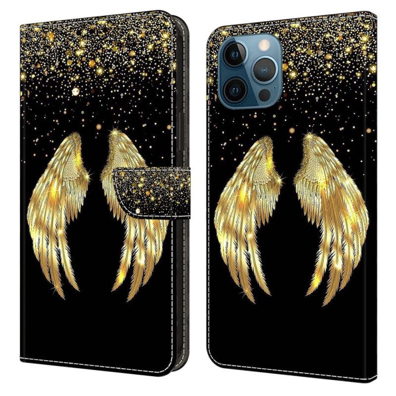 Folio-hoesje voor iPhone 15 Pro Gouden Vleugels