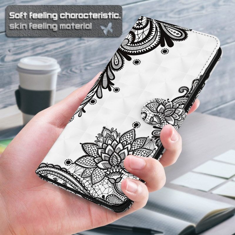 Folio-hoesje voor iPhone 15 Pro Max Met Ketting 3d Kant Met Bandje