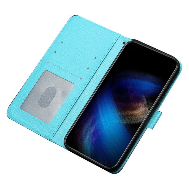 Folio-hoesje voor iPhone 15 Pro Max Met Ketting 3d Marmer Met Bandje