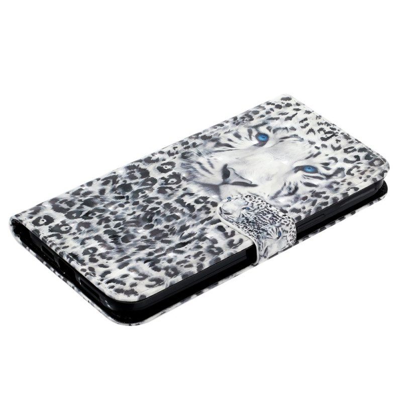 Folio-hoesje voor iPhone 15 Pro Met Ketting 3d Luipaard Met Riem