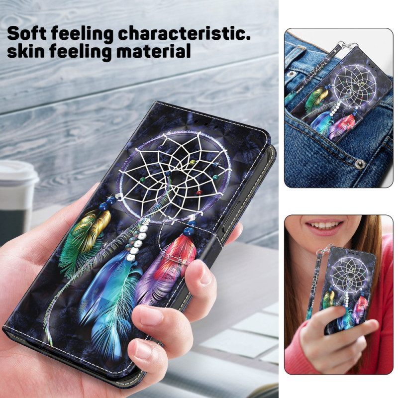 Folio-hoesje voor iPhone 15 Pro Met Ketting Dromenvanger Met Riem