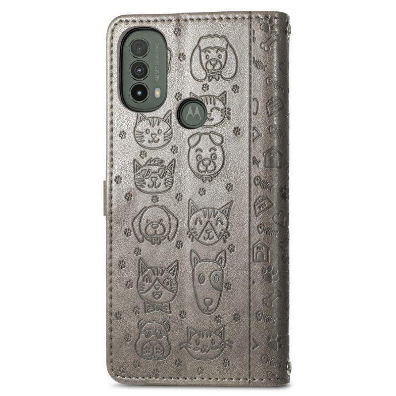 Folio-hoesje voor Moto E40 / E30 / E20 Geanimeerde Dieren