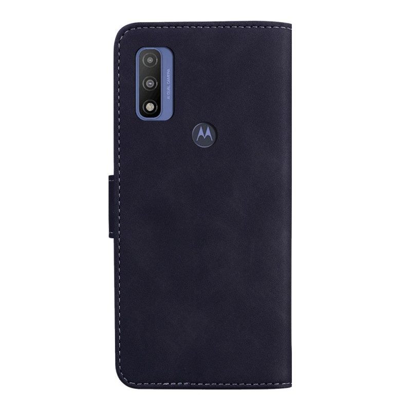 Folio-hoesje voor Moto E40 / E30 / E20 Monochroom Leereffect