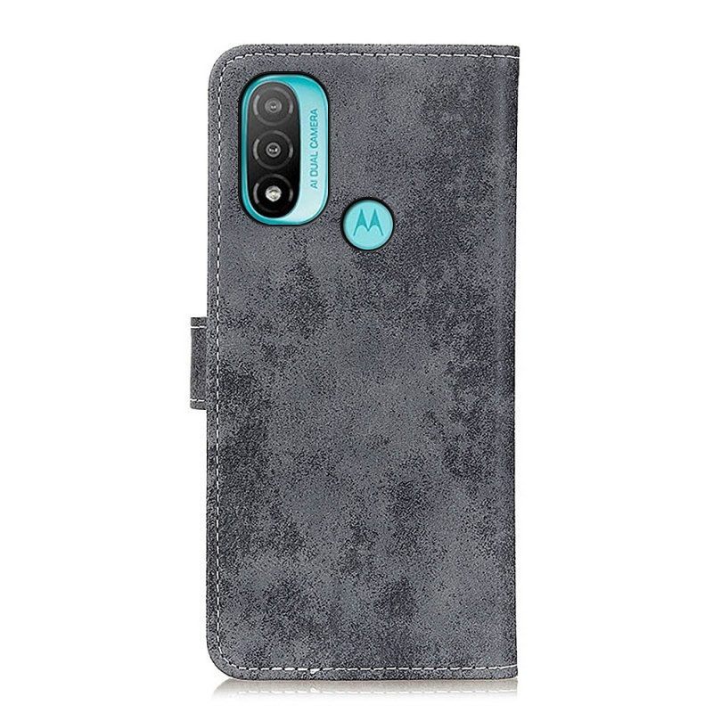 Folio-hoesje voor Moto E40 / E30 / E20 Vintage Leereffect