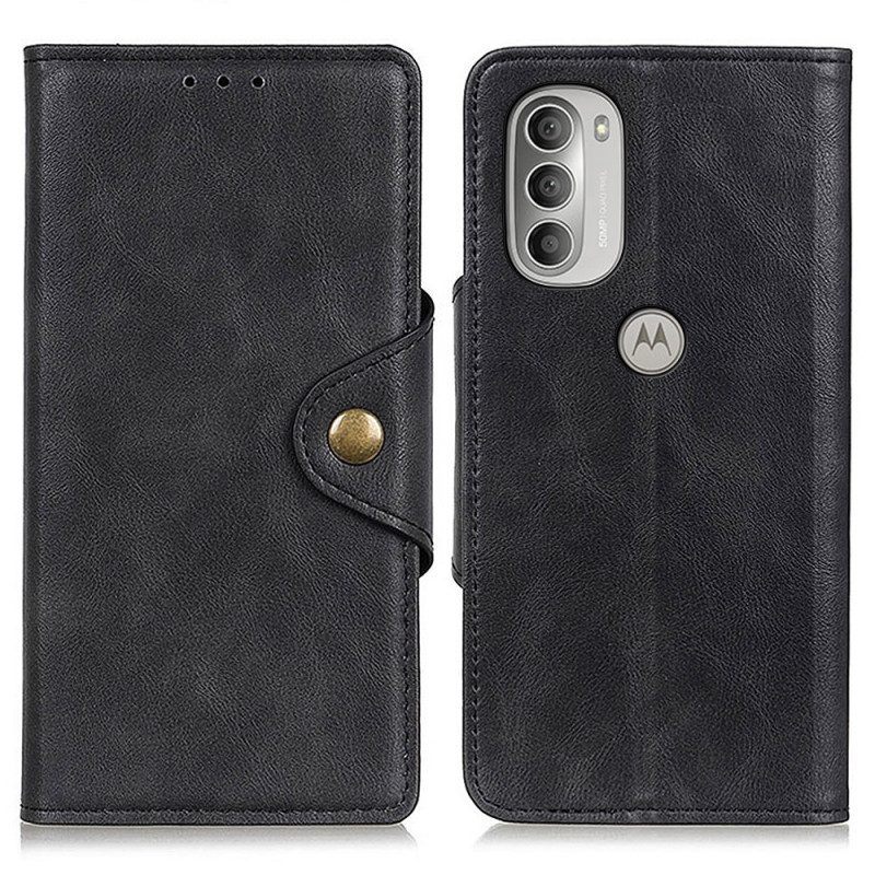 Folio-hoesje voor Moto G51 5G Vintage Kunstleer En Knop