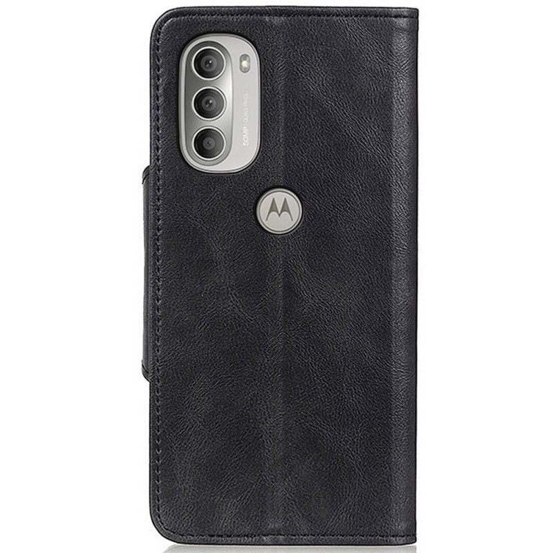 Folio-hoesje voor Moto G51 5G Vintage Kunstleer En Knop