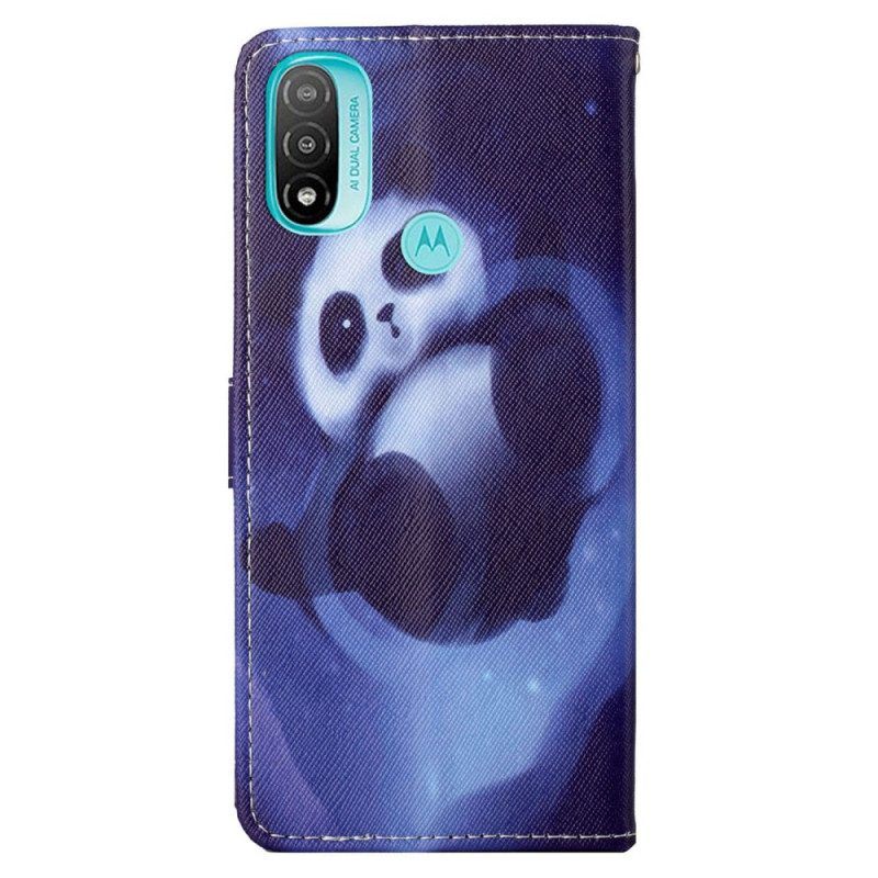 Folio-hoesje voor Moto G71 5G Met Ketting Panda Space Met Sleutelkoord