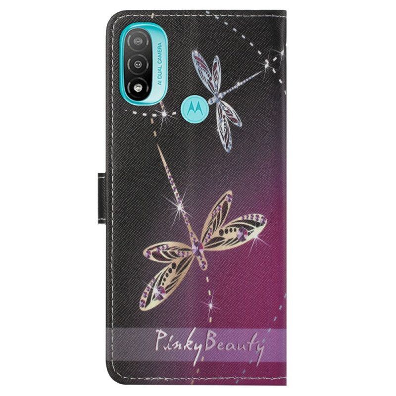 Folio-hoesje voor Moto G71 5G Met Ketting Strappy Libellen