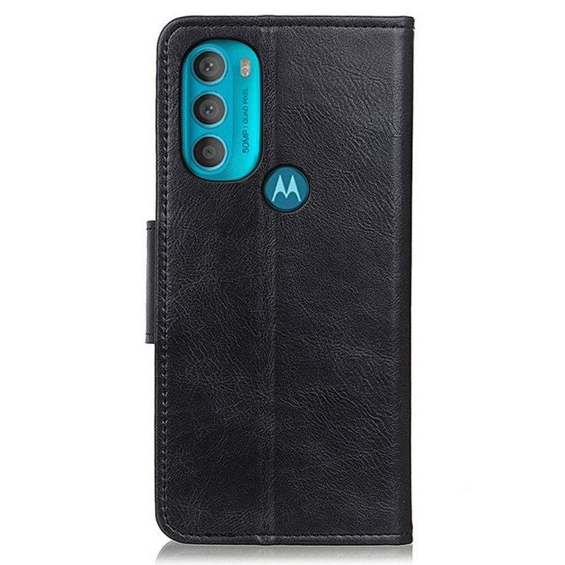 Folio-hoesje voor Moto G71 5G Omkeerbare Sluiting Met Leereffect