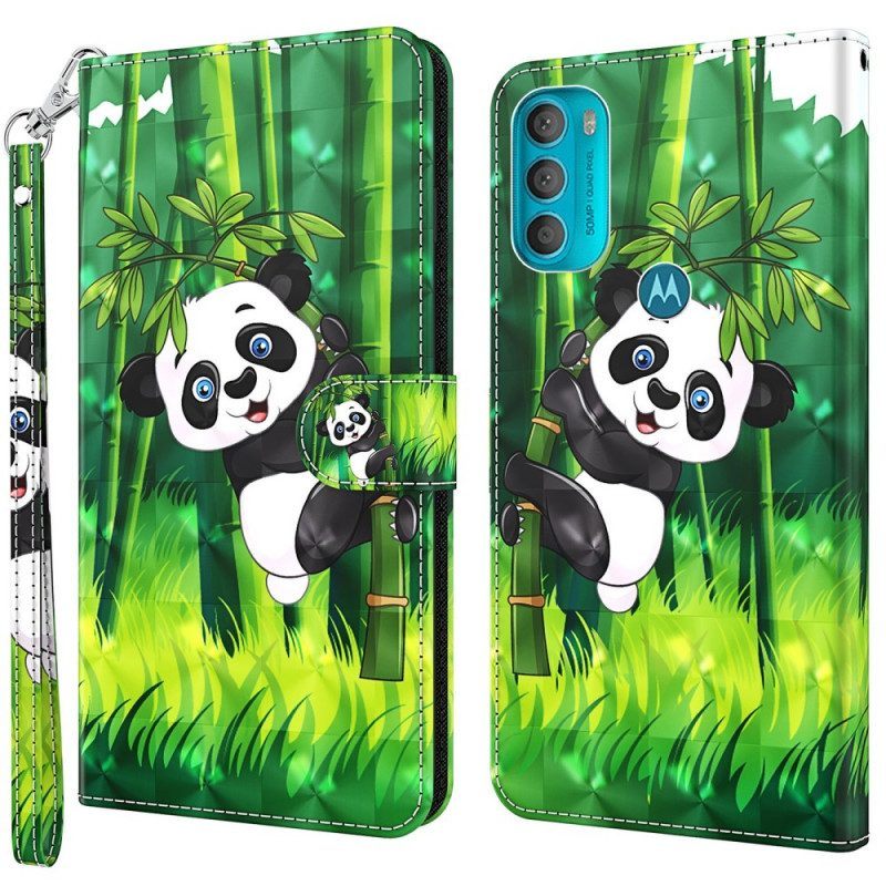 Folio-hoesje voor Moto G71 5G Panda En Bamboe