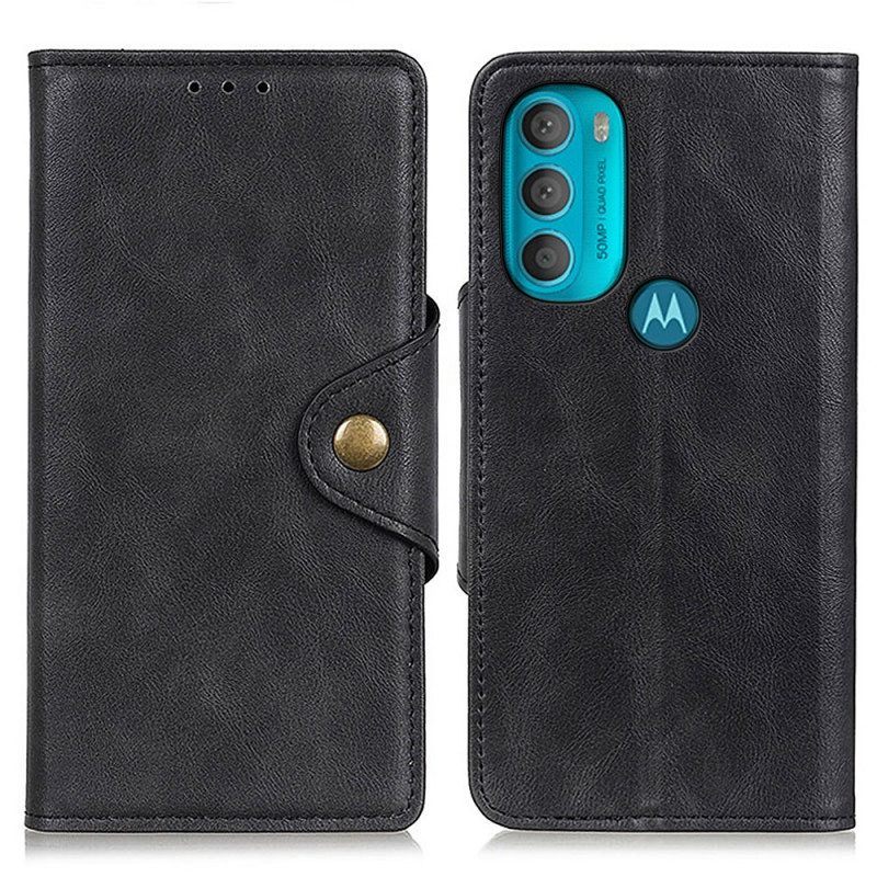 Folio-hoesje voor Moto G71 5G Vintage Kunstleer En Knop