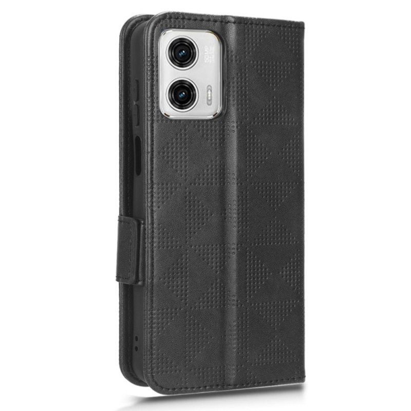 Folio-hoesje voor Moto G73 5G Bedrukte Driehoeken Met Lanyard