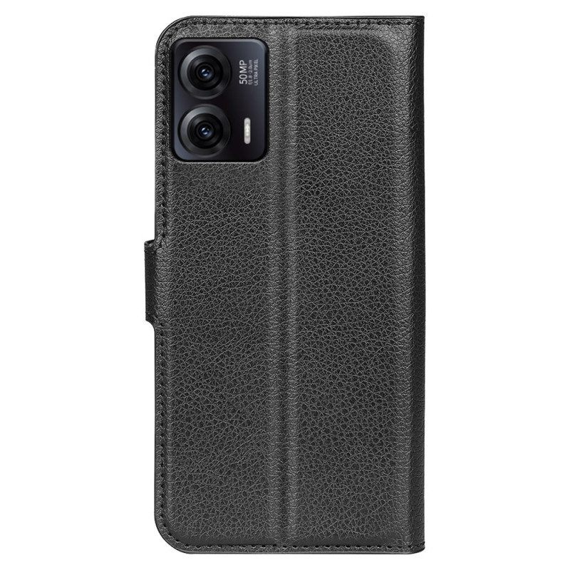 Folio-hoesje voor Moto G73 5G Klassiek Litchi-leereffect