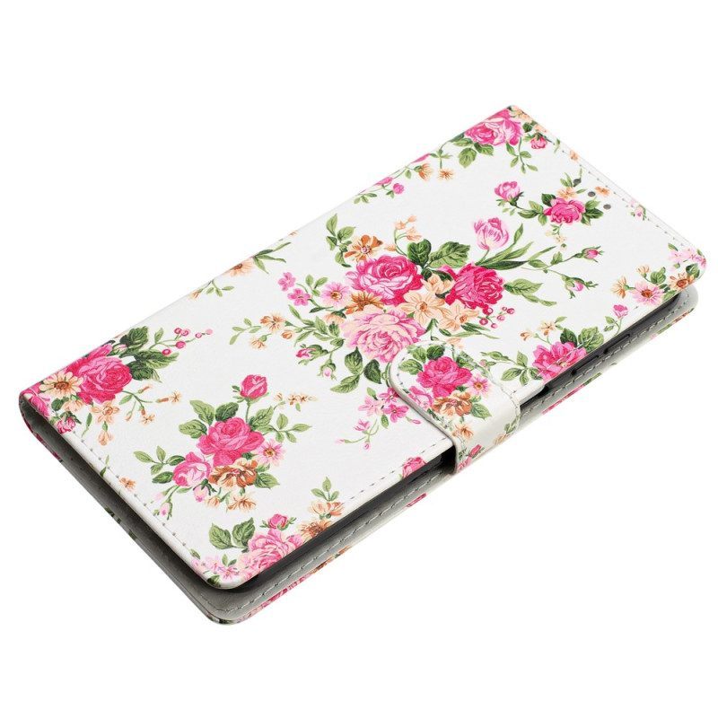 Folio-hoesje voor Moto G73 5G Met Ketting Riem Liberty Bloemen