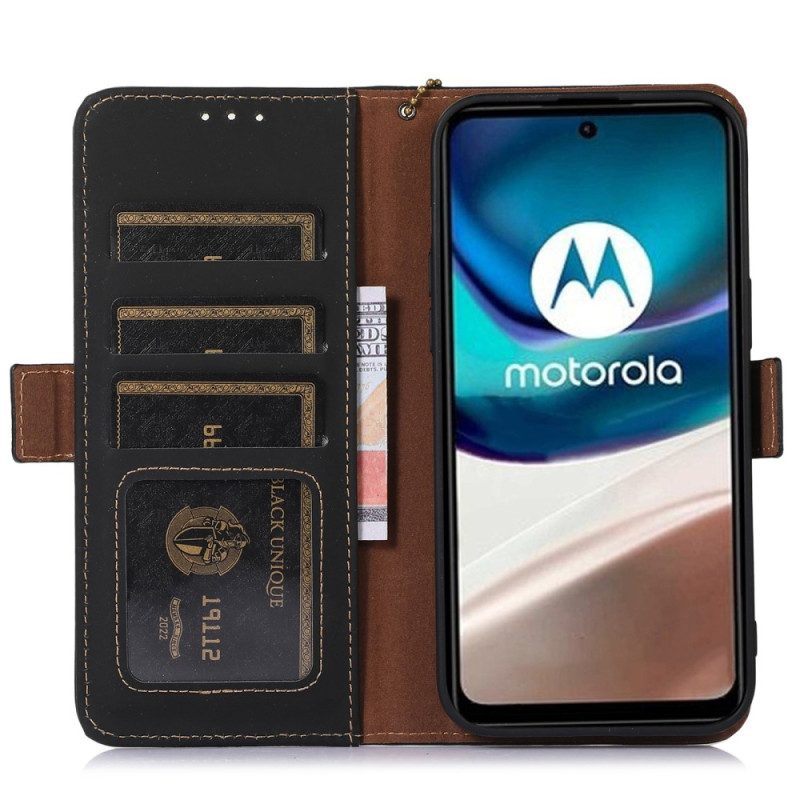 Folio-hoesje voor Moto G73 5G Rfid Van Echt Leer