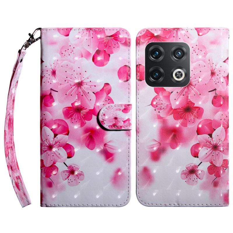 Folio-hoesje voor OnePlus 10 Pro 5G Bloemen Met Riem