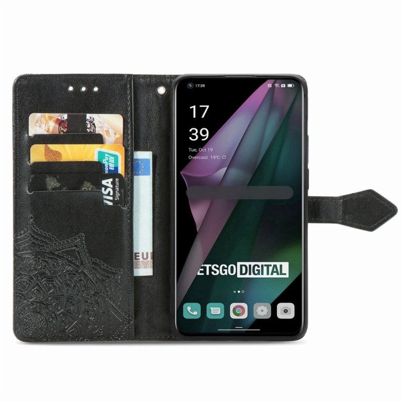 Folio-hoesje voor OnePlus 10 Pro 5G Met Ketting Stammenmandala Met Bandjes