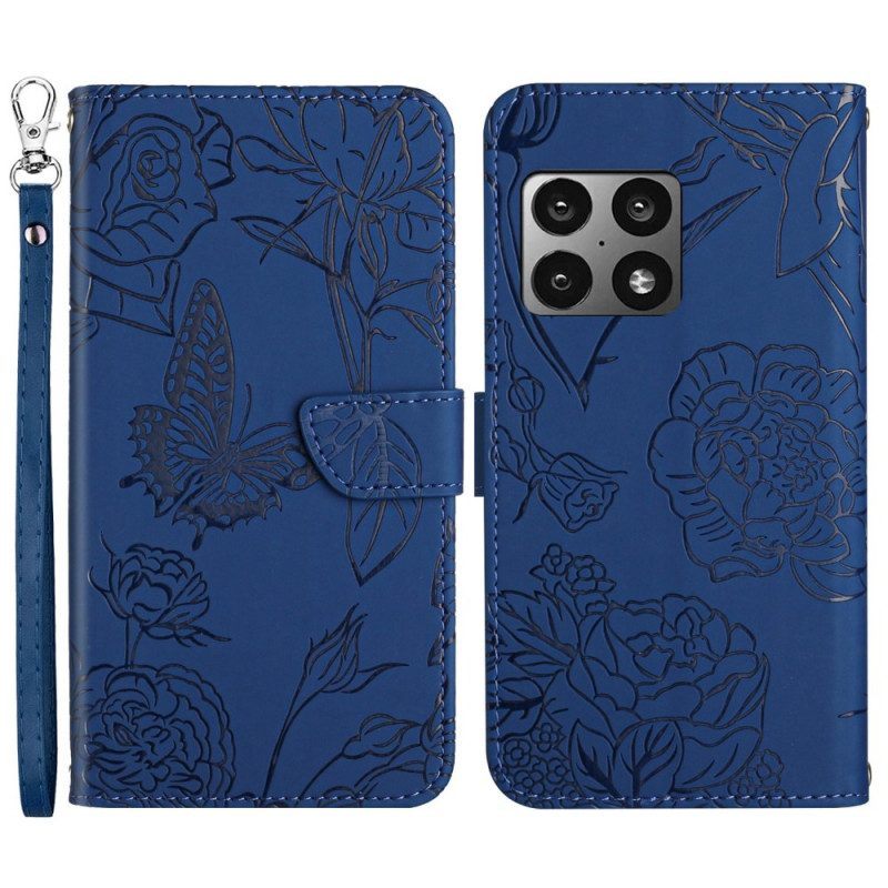 Folio-hoesje voor OnePlus 10 Pro 5G Vlinders Met Lanyard