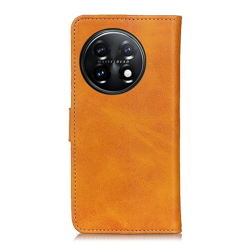 Folio-hoesje voor OnePlus 11 5G Mat Retro Leereffect