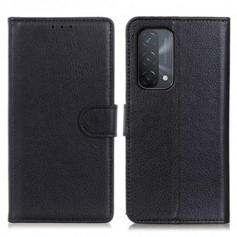 Folio-hoesje voor Oppo A54 5G / A74 5G Lychee Kunstleer