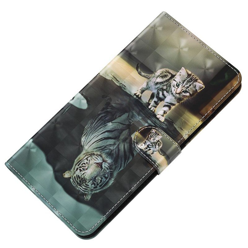 Folio-hoesje voor Oppo A54 5G / A74 5G Met Ketting Strappy Kitten Droom