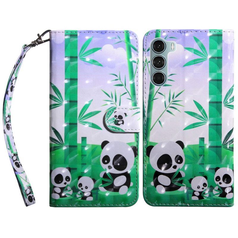 Folio-hoesje voor Oppo A54 5G / A74 5G Panda Met Koord