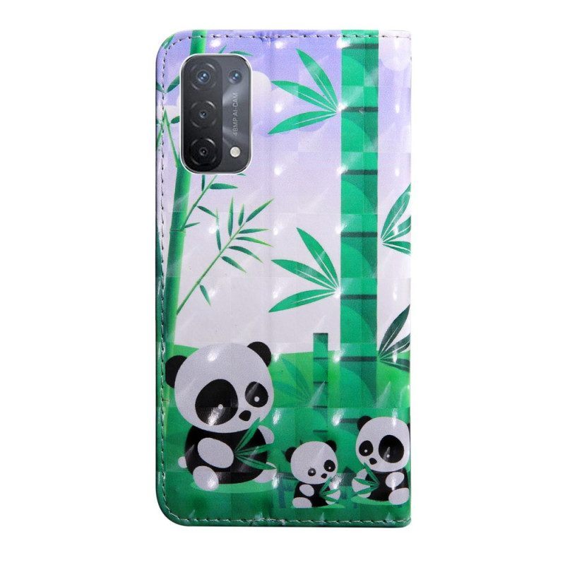 Folio-hoesje voor Oppo A54 5G / A74 5G Panda Met Koord