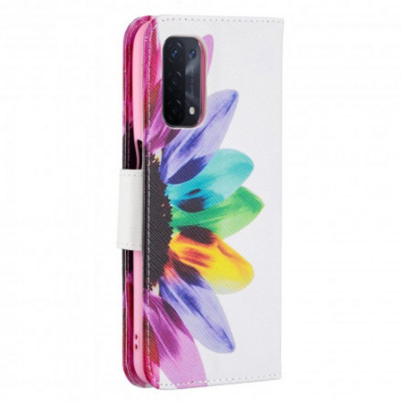 Folio-hoesje voor Oppo A54 5G / A74 5G Waterverf Bloem