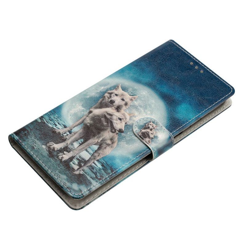 Folio-hoesje voor Oppo Reno 8 Lite Met Ketting Lanyard Wolf