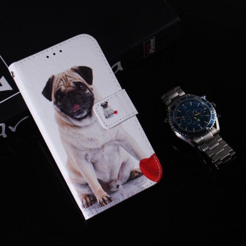 Folio-hoesje voor Oppo Reno 8 Met Ketting Mooie Mopshond In Riem