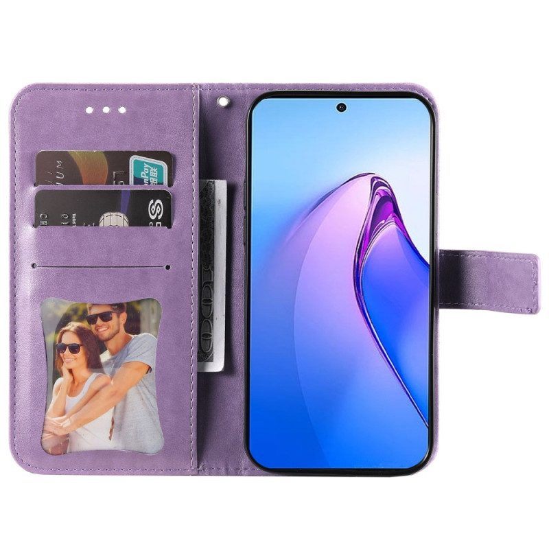 Folio-hoesje voor Oppo Reno 8 Pro Met Ketting Strakke Bloemen