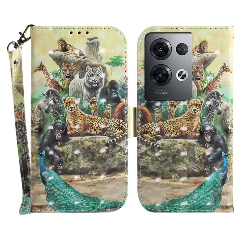 Folio-hoesje voor Oppo Reno 8 Pro Safari Dieren Met Lanyard