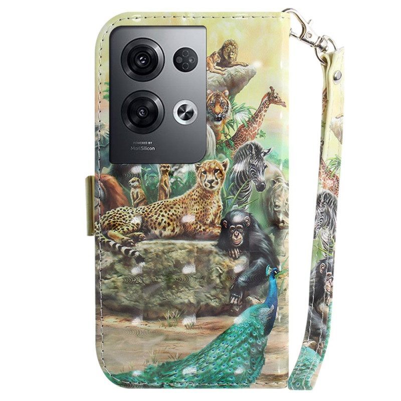 Folio-hoesje voor Oppo Reno 8 Pro Safari Dieren Met Lanyard