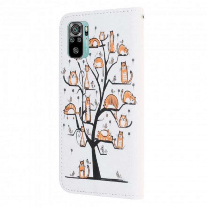 Folio-hoesje voor Poco M5s Met Ketting Funky Cats Met Riem