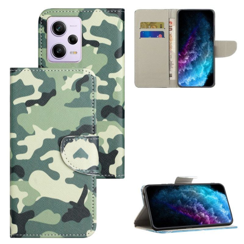 Folio-hoesje voor Poco X5 5G Met Ketting Camouflage Met Bandjes