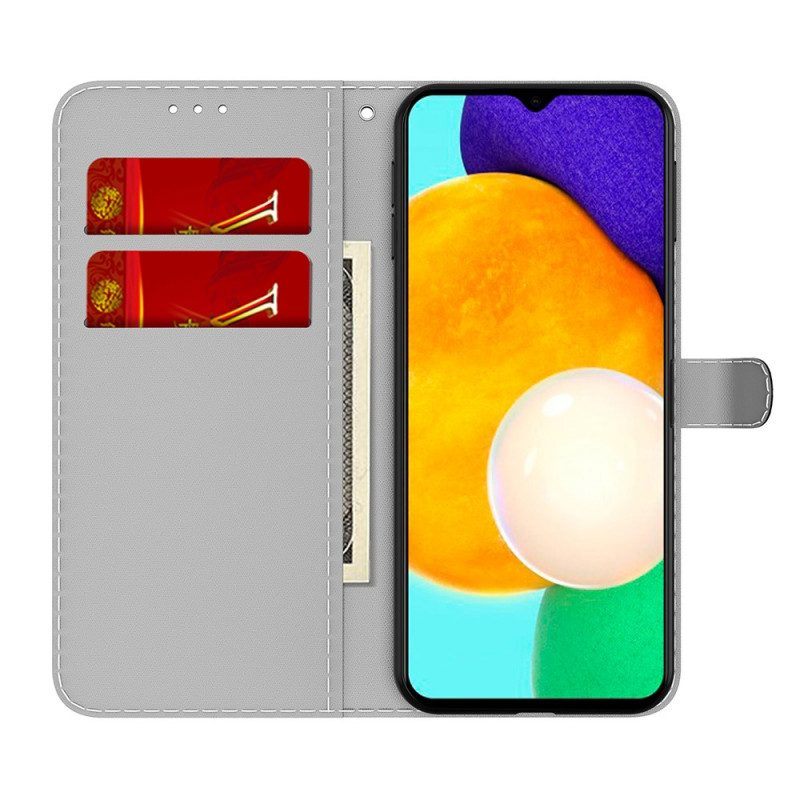 Folio-hoesje voor Samsung Galaxy A13 5G / A04s Imitatielakleer Met Knoop