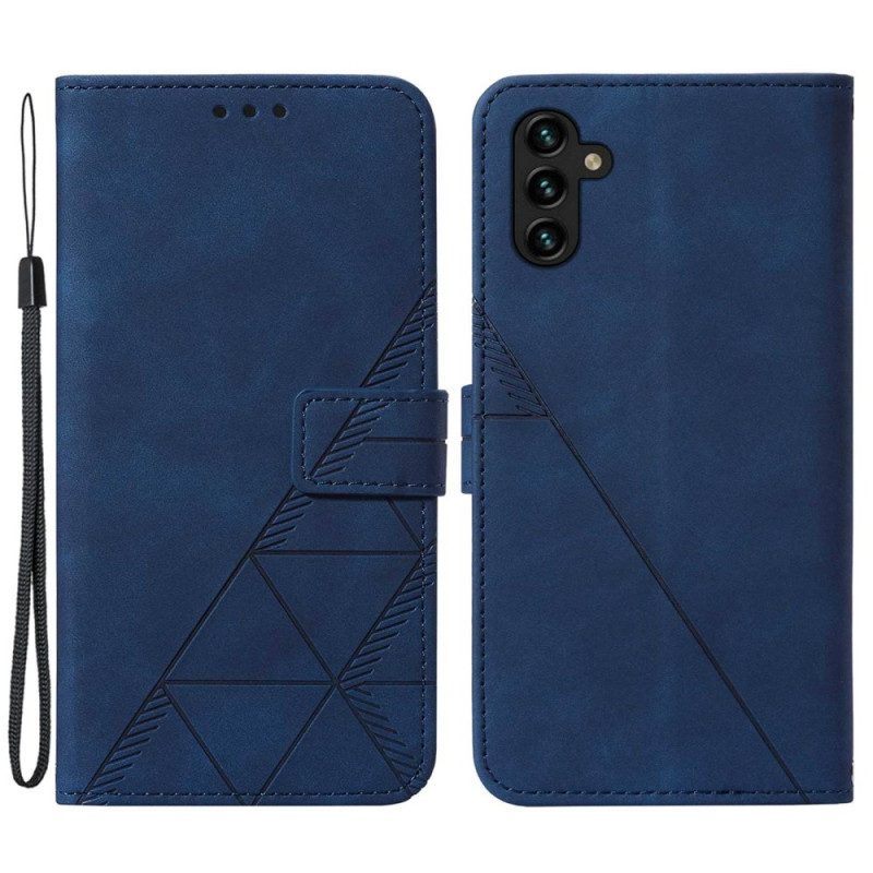 Folio-hoesje voor Samsung Galaxy A14 / A14 5G Driehoeken Met Lanyard