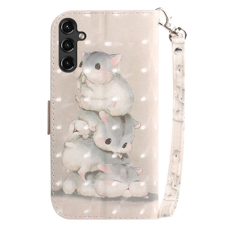 Folio-hoesje voor Samsung Galaxy A14 / A14 5G Met Ketting String Hamsters