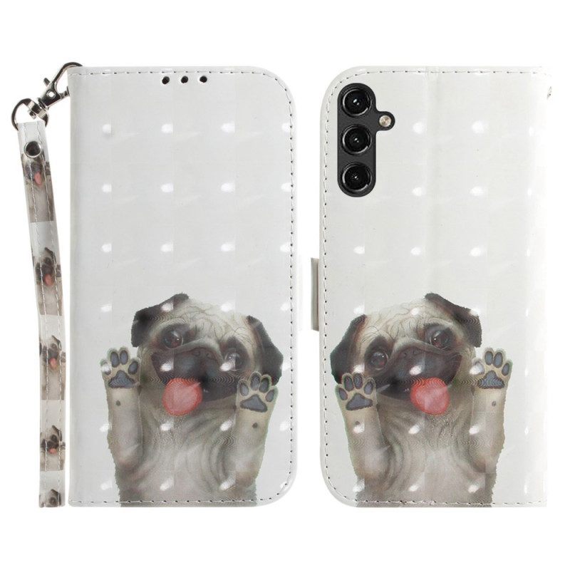 Folio-hoesje voor Samsung Galaxy A14 / A14 5G Met Ketting String Hond