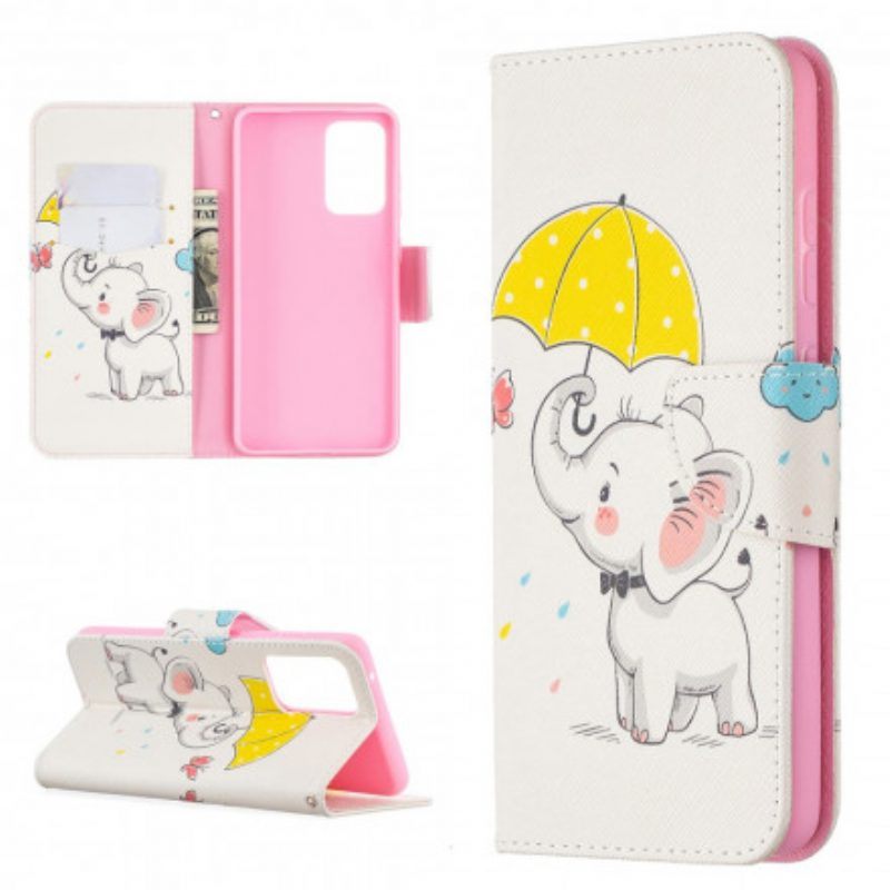 Folio-hoesje voor Samsung Galaxy A52 4G / A52 5G / A52s 5G Baby Olifant