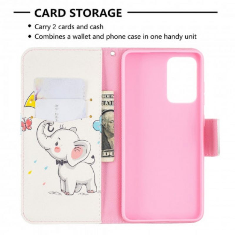 Folio-hoesje voor Samsung Galaxy A52 4G / A52 5G / A52s 5G Baby Olifant