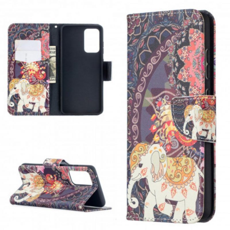 Folio-hoesje voor Samsung Galaxy A52 4G / A52 5G / A52s 5G Etnische Olifanten Mandala