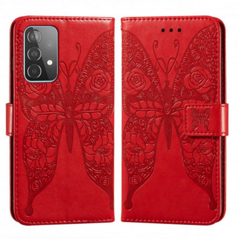 Folio-hoesje voor Samsung Galaxy A52 4G / A52 5G / A52s 5G Vlinder Bloemenpatroon