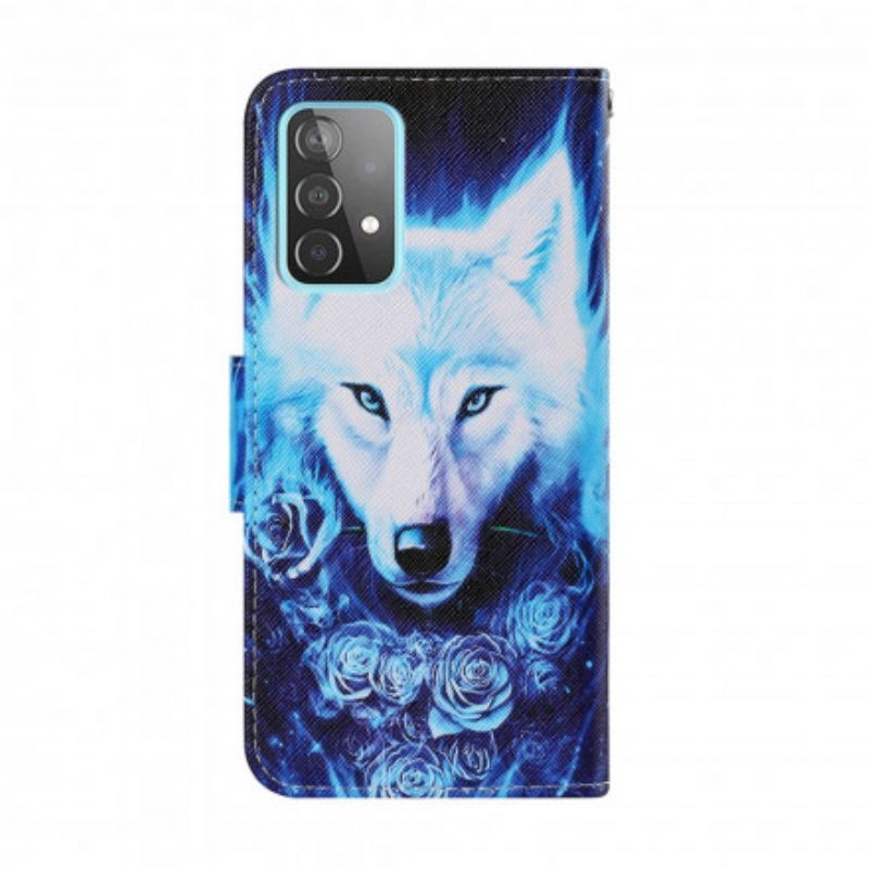 Folio-hoesje voor Samsung Galaxy A52 4G / A52 5G / A52s 5G Witte Wolf