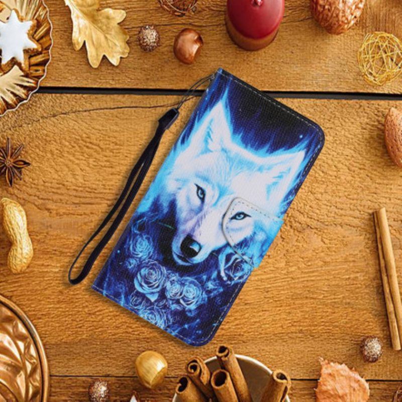 Folio-hoesje voor Samsung Galaxy A52 4G / A52 5G / A52s 5G Witte Wolf