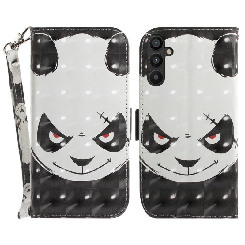 Folio-hoesje voor Samsung Galaxy A54 5G Met Ketting Boze Panda Met Lanyard