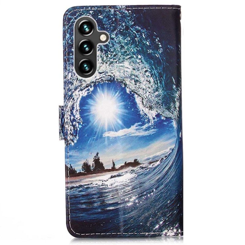 Folio-hoesje voor Samsung Galaxy A54 5G Met Ketting Ik Hou Van De Stringgolf