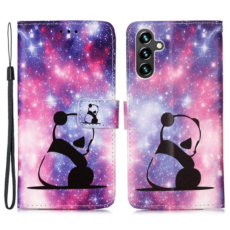 Folio-hoesje voor Samsung Galaxy A54 5G Met Ketting Lanyard Galaxy Panda